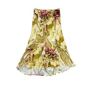 Anthropologie Marble Asymmetrical Flounced Ruffle Midi Skirt SZ Small Boho Artsy